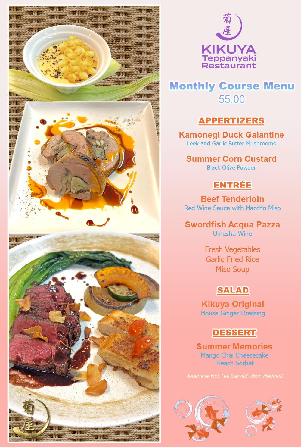 Chef's Course Menu in AUGUST