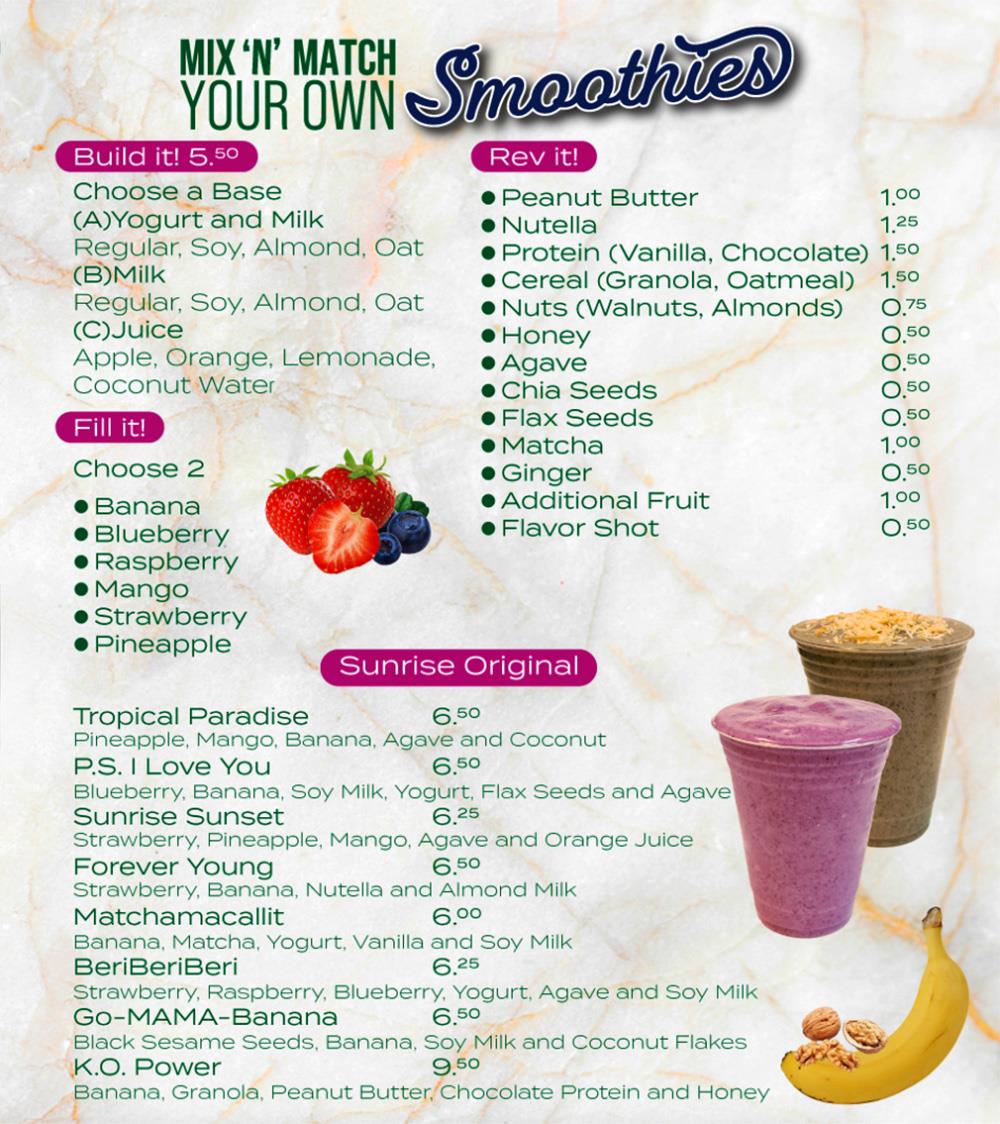 Sunrise Menu