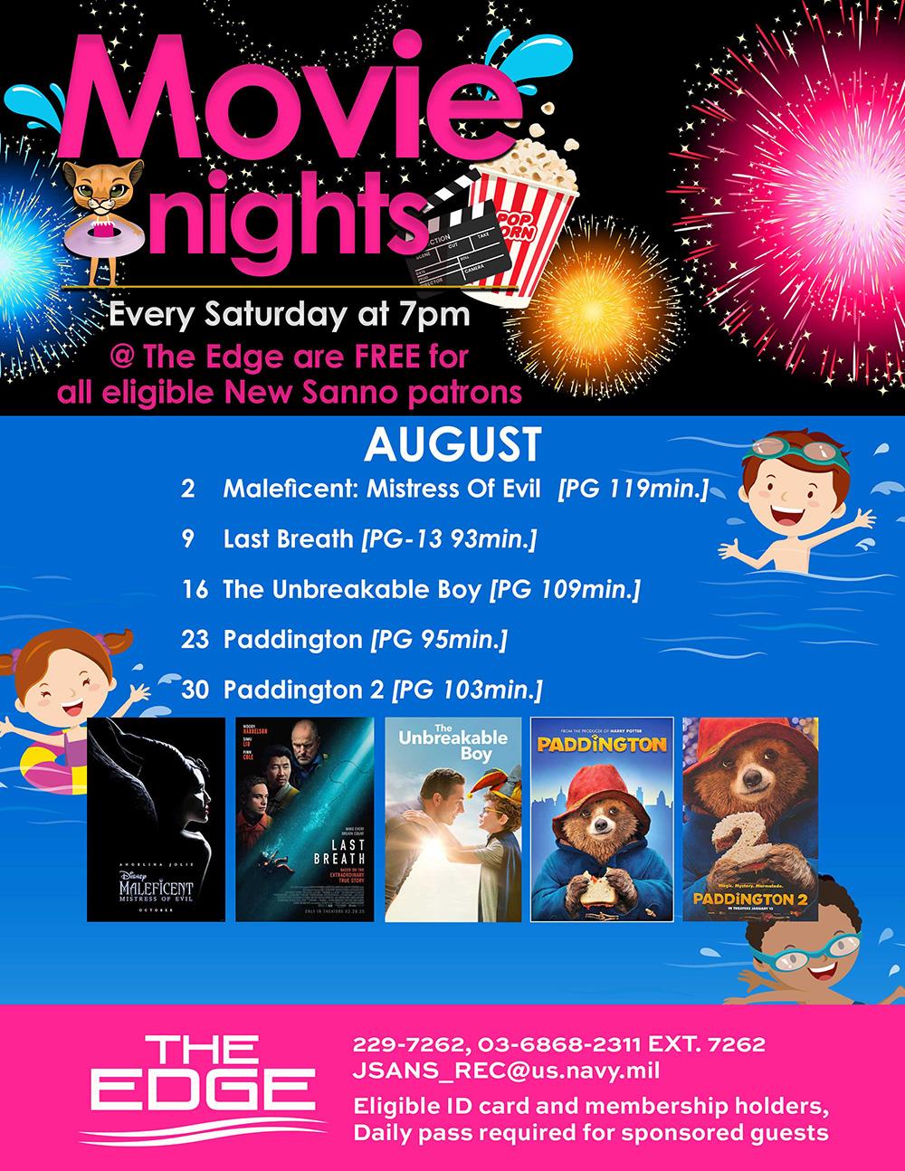 Movie Schedule in August