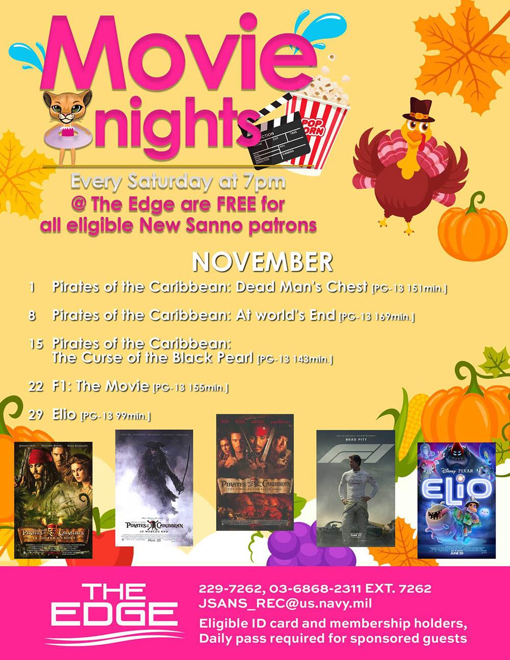 Movie Schedule in November