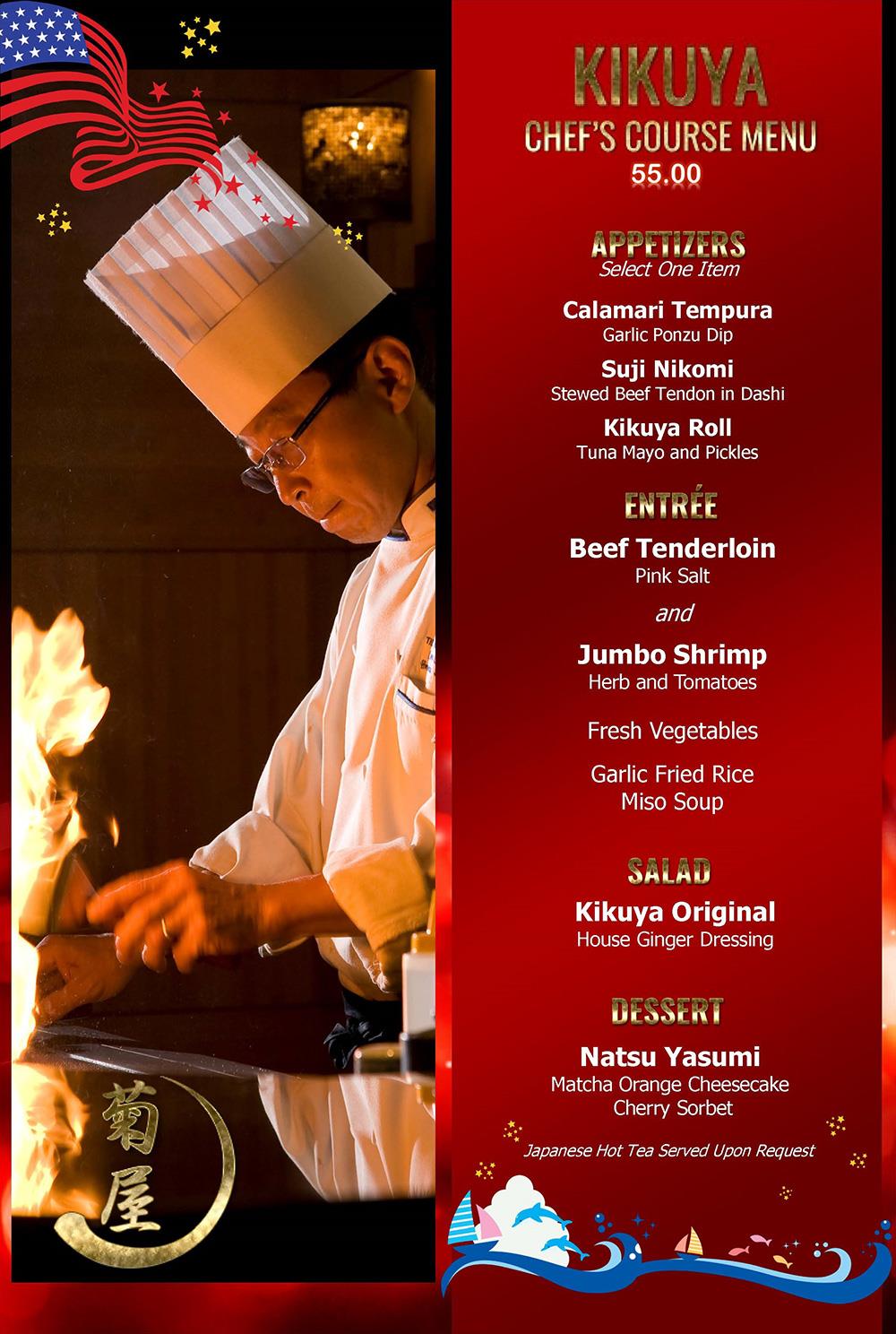 Chef's Course Menu in JULY