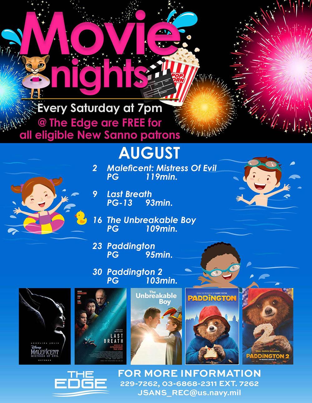 Movie Schedule in August