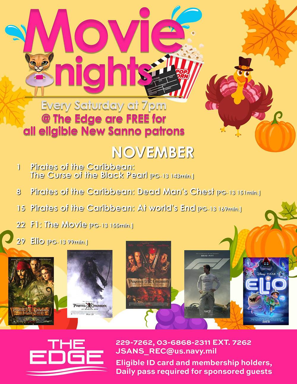 Movie Schedule in November