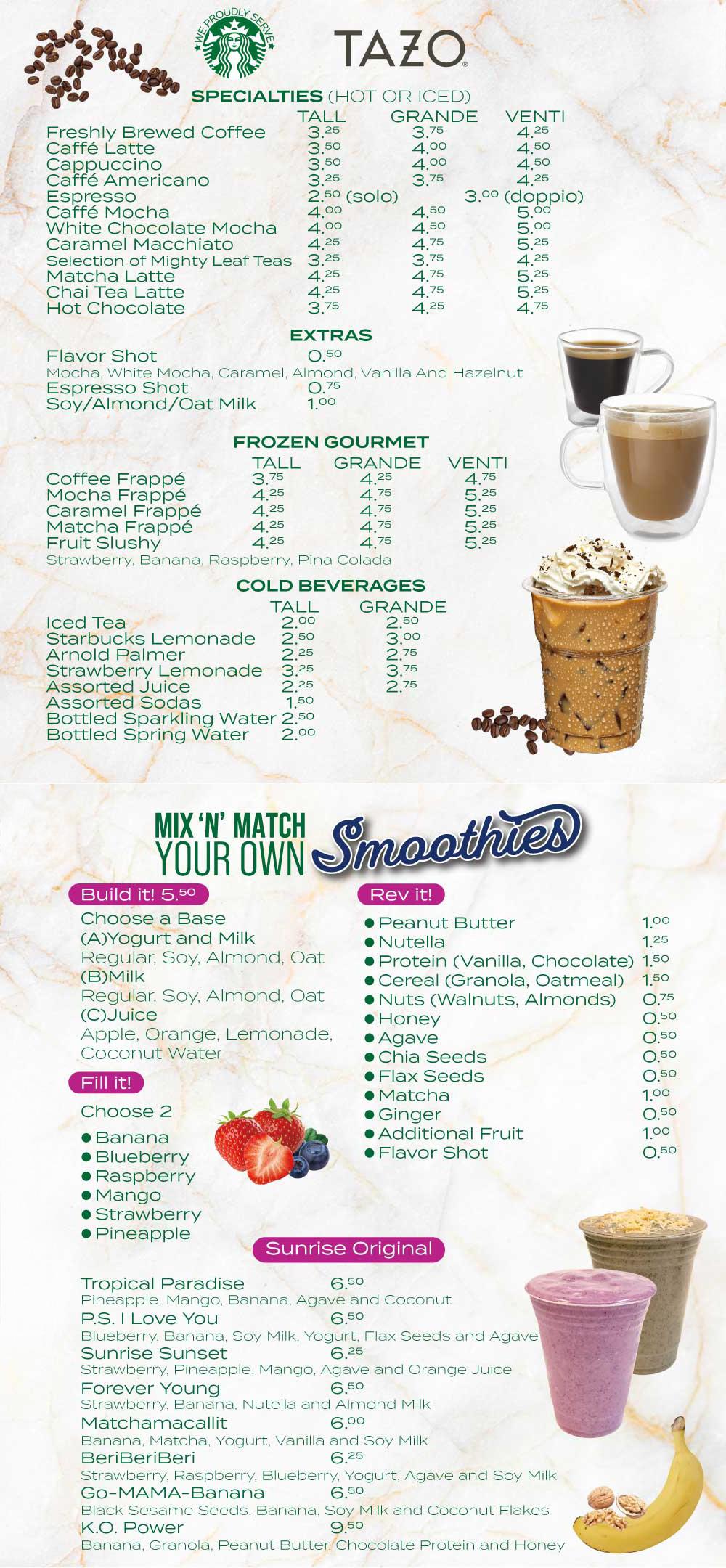 Sunrise Menu
